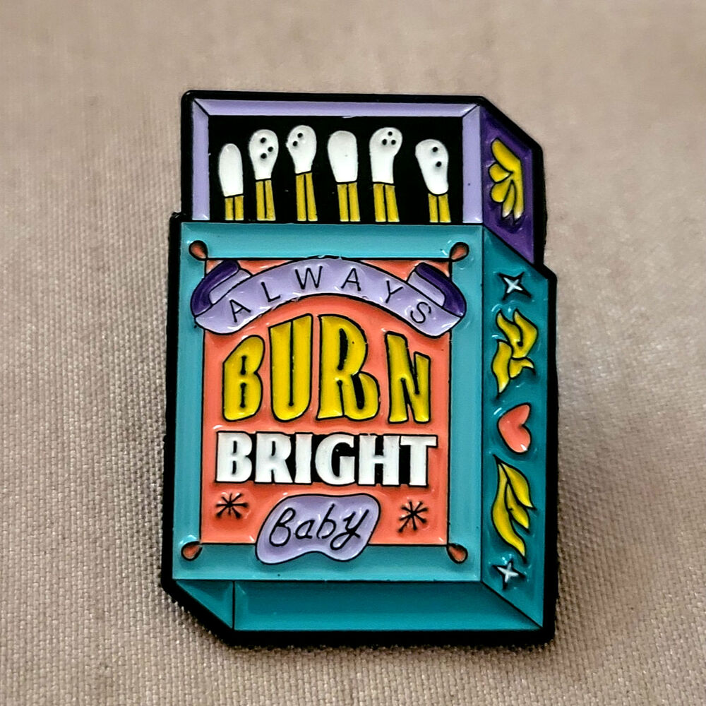 Always Burn Bright, Baby mint green matchbox enamel pin